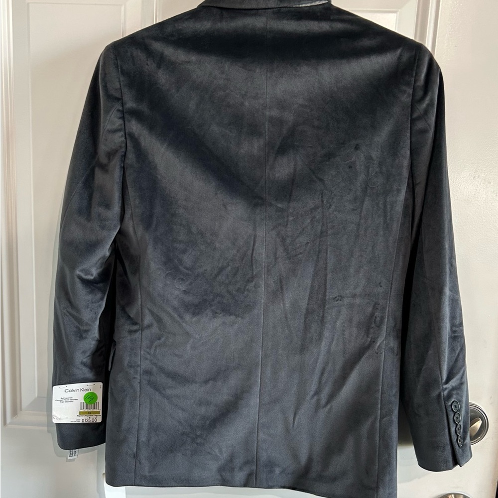 Calvin Klein Velvet Grey/ Blk Blazer. Size 12 NWT the Tech Ebony - Picture 3 of 3